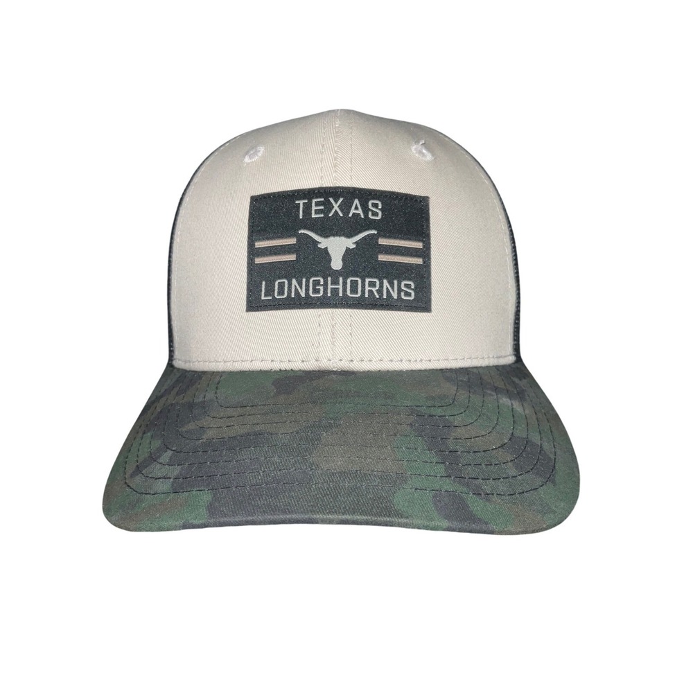 Fan Favorite Mens Texas Longhorns OSFM Tan Camo Cotton Mesh Trucker Hat